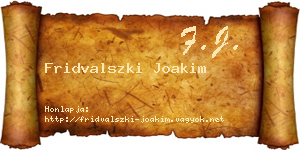 Fridvalszki Joakim névjegykártya